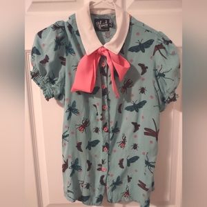 Hell Bunny Bug Blouse Size M UK 12
